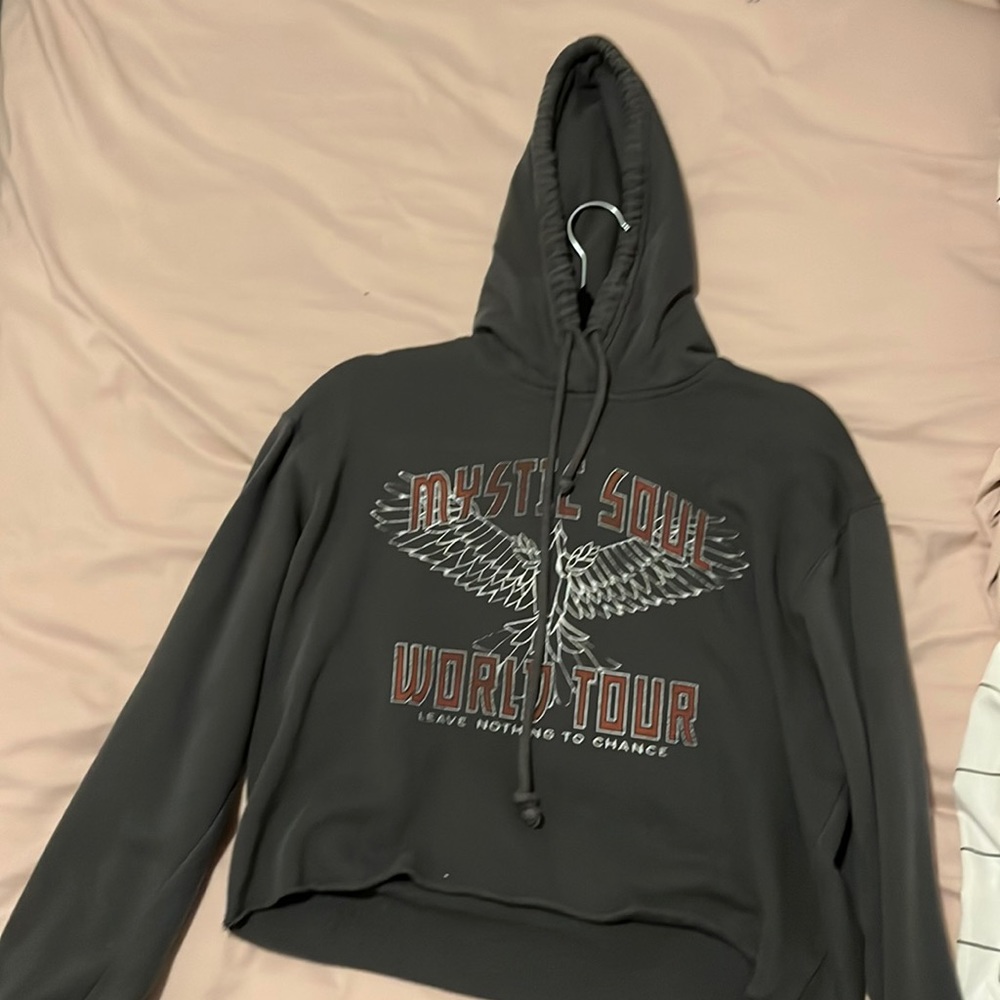 Grey cropped hoodie from Hollister